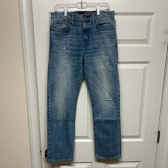 J. Crew 770 Japanese Kaihara Denim Distressed Light Indigo Jeans 32W 32L - Mint! - Picture 1 of 5